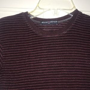 Brandy Melville burgundy striped shirt